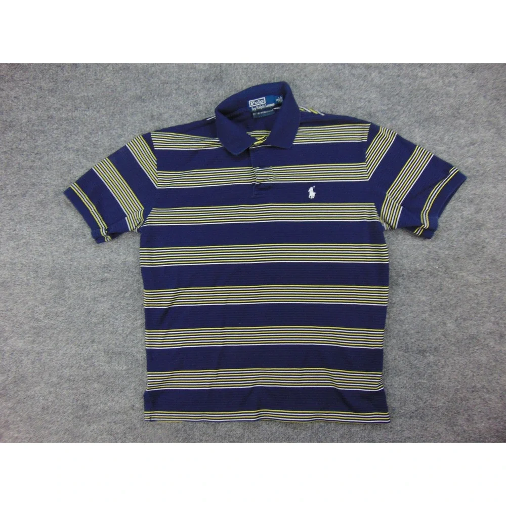 Polo Ralph Lauren Polo Mens Small Moisture Management‎ Blue Striped Preppy Golf